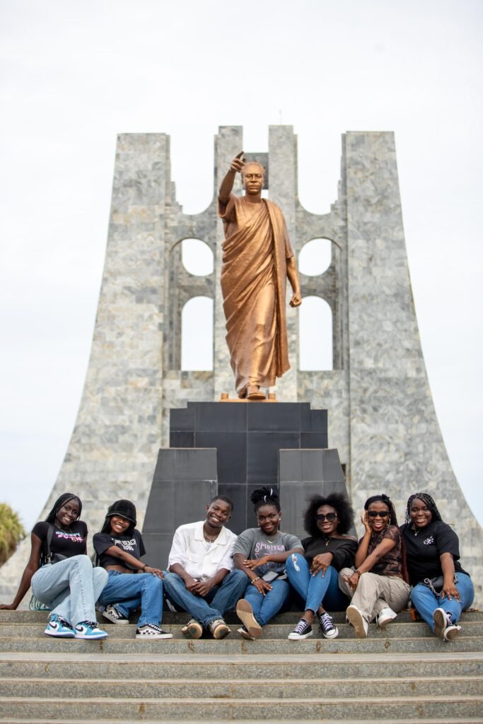 An AfriConnect group photo at the Kwame Nkrumah Mausoleum in Accra