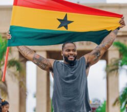 Sam Williams at the Independence Arch in Accra